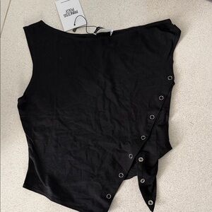 Princess Polly Black Buttoned Crop Top